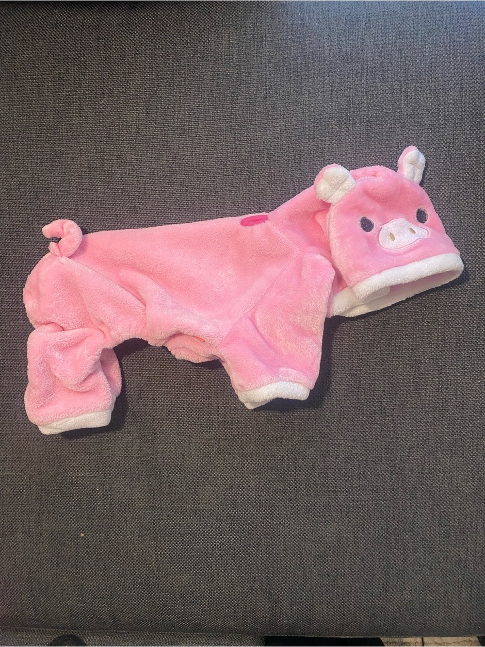 Pink Plush Pig Costume Hoodie Full Body Jumpsuit Small Dog w Harness Leash Hole